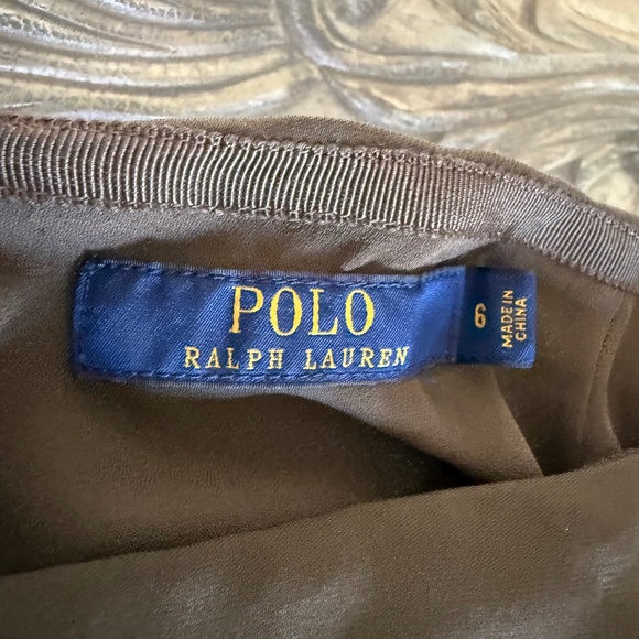 Polo Ralph Lauren 100% Silk Maxi Skirt Olive Green Long Trumpet Minimalist 6 - Picture 8 of 12